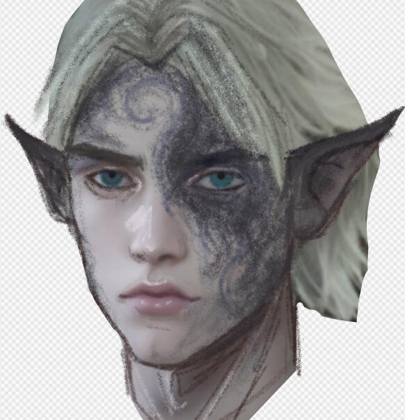 Ezra's rime-inked skin/markings